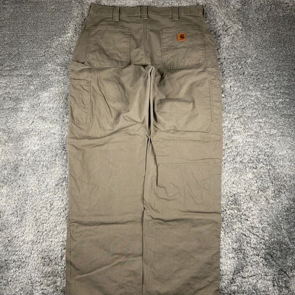 Carhartt Loose Fit Canvas Utility Work Trousers Mens 38x34 Light Brown Carpenter